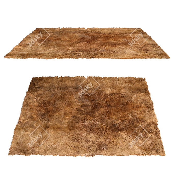 Luxury Dark Brown Alpaca Fur Rug 3D model image 2