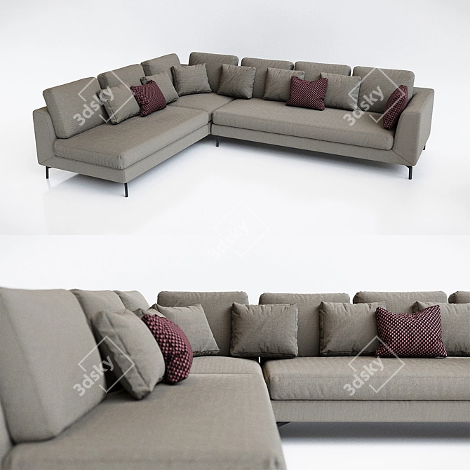 Stylish Samoa Sugar Corner Sofa 3D model image 1