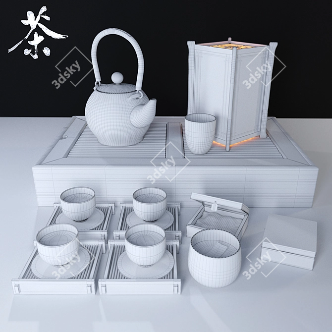 Ethnic Tea Set: Chinese Table 3D model image 3