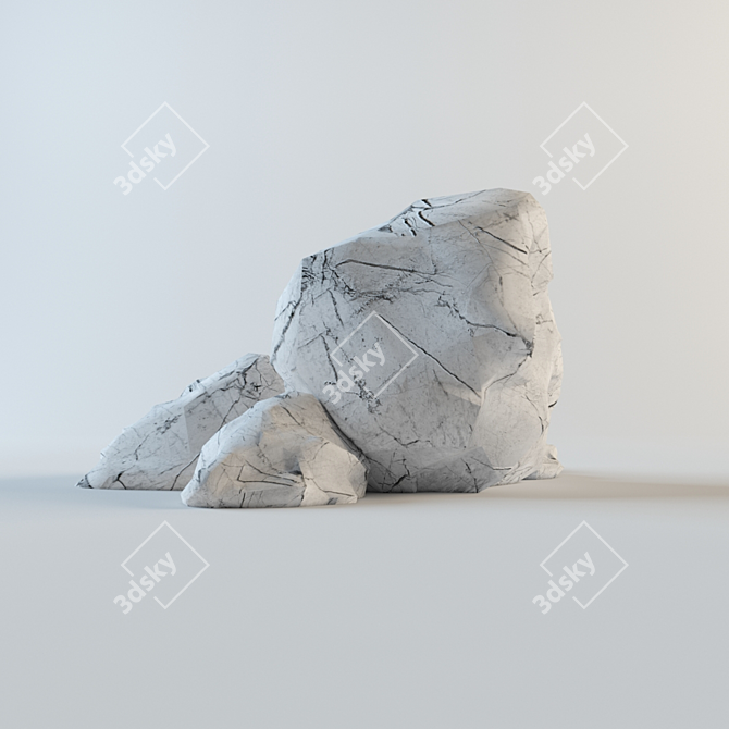 Marble-textured Big Stone Composition 3D model image 3