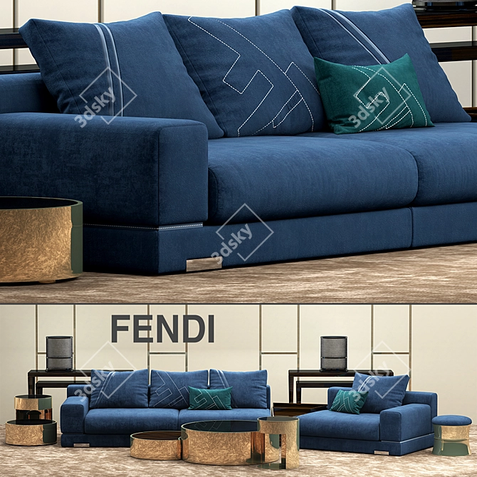 Luxurious Fendi Casa Madison Sofa 3D model image 1