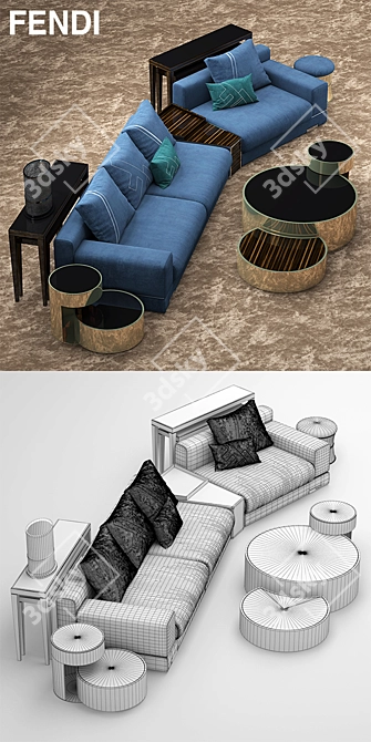 Luxurious Fendi Casa Madison Sofa 3D model image 3