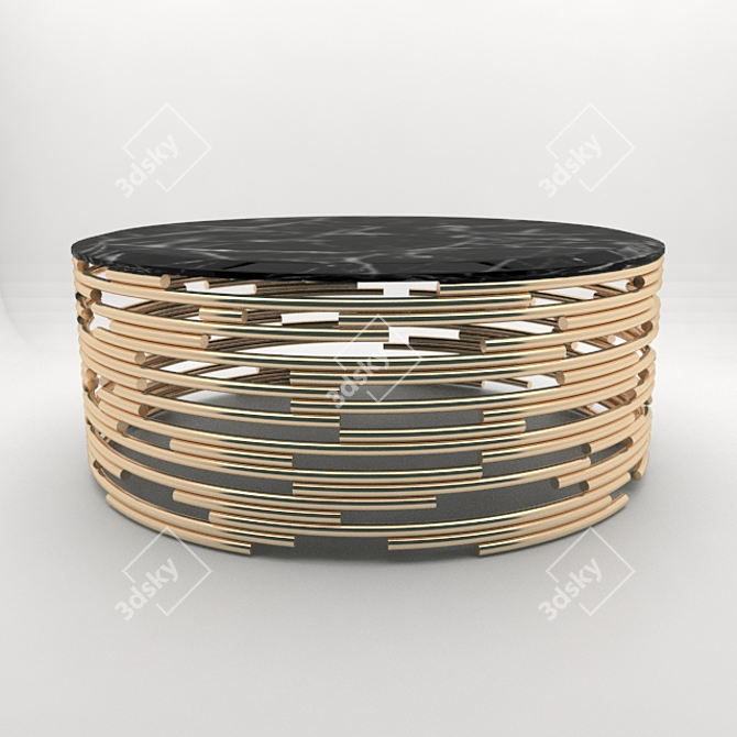 Elegance II: Black Marble and Copper Side Table 3D model image 1