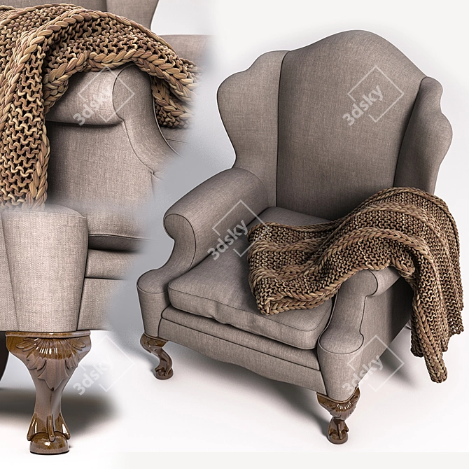 Plaid-Patterned Chair: Stylish and Comfortable 3D model image 1