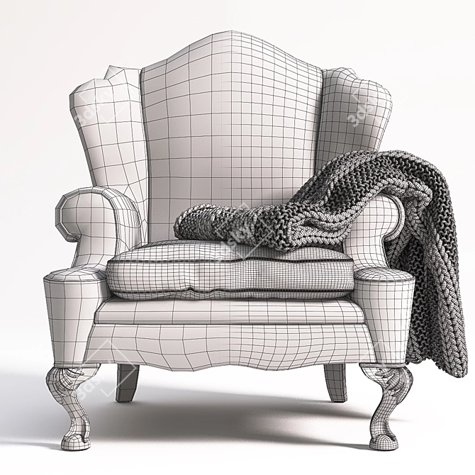 Plaid-Patterned Chair: Stylish and Comfortable 3D model image 3