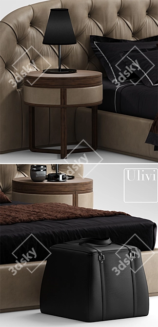 Elegant Ulivi MILADY Bed 3D model image 2