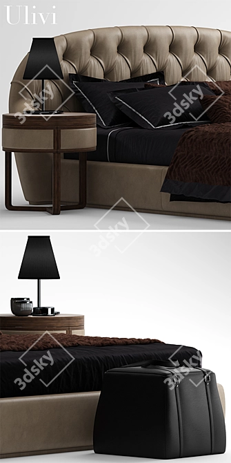 Elegant Milady Bed 3D model image 2