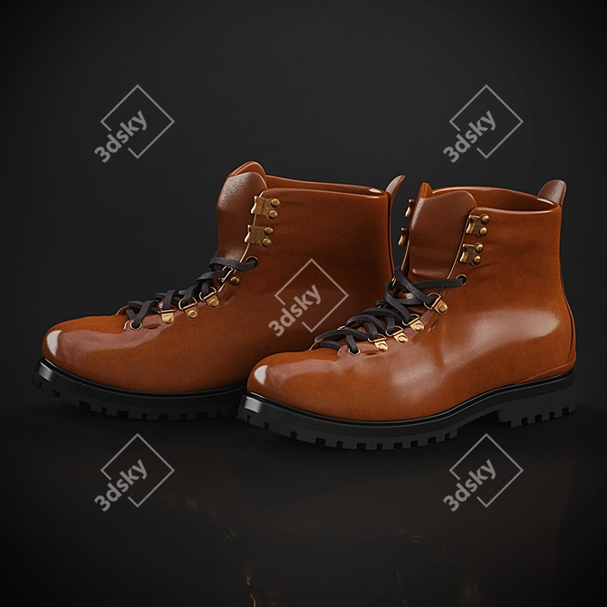 Vintage Trekking Boots 3D model image 1