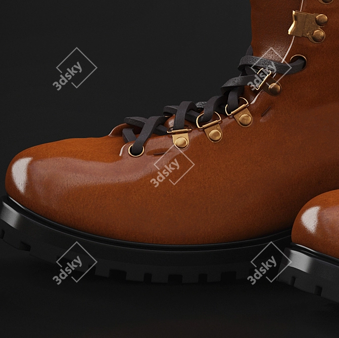 Vintage Trekking Boots 3D model image 2