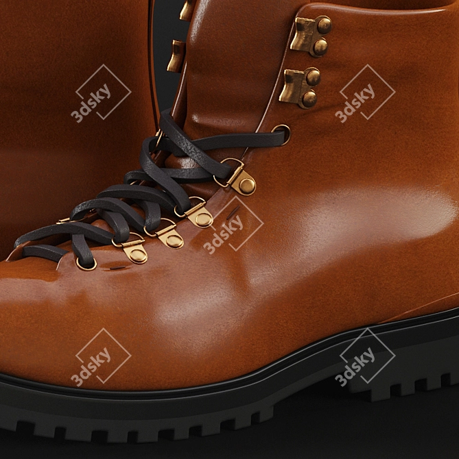 Vintage Trekking Boots 3D model image 3