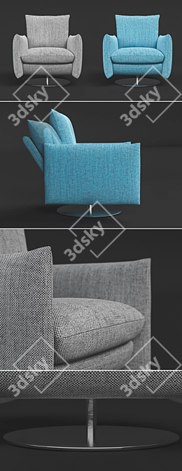 Modern Armchair by KOINOR - Adjustable Backrest - 3D Max & OBJ 3D model image 2