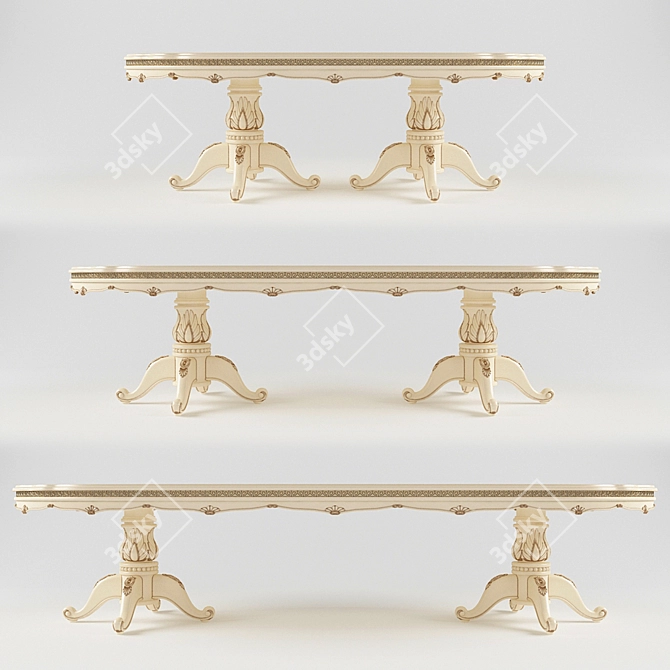Elegant Blanc Oval Dining Table 3D model image 1