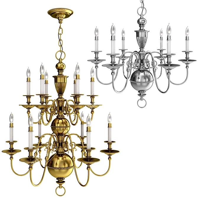 Elegant 6-Light Cambridge Chandelier 3D model image 1