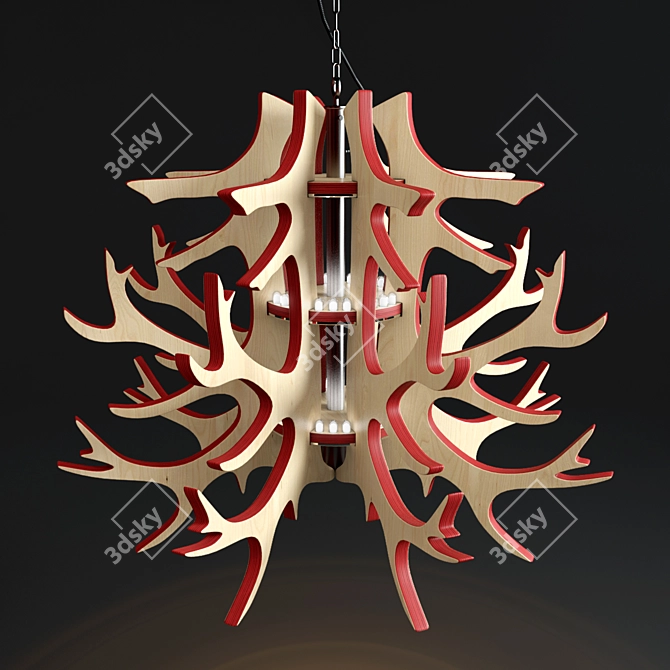 Handcrafted Custom Chandelier: Unique Antler Design 3D model image 1