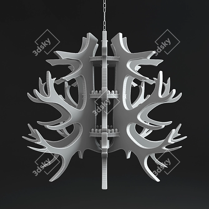 Handcrafted Custom Chandelier: Unique Antler Design 3D model image 3