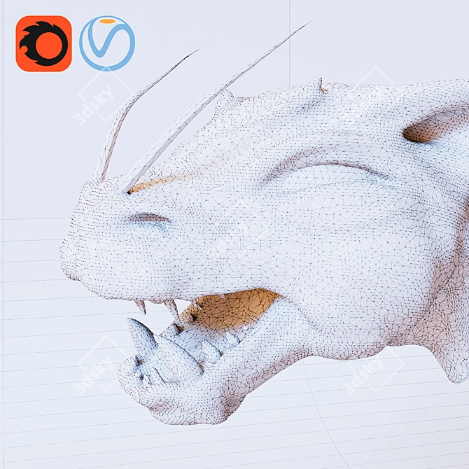 Dragon MILLY 3D Statue Set 3D model image 3