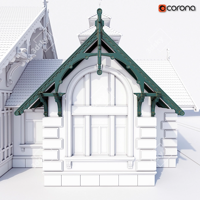 Elegant Pediment Decor 3D model image 3