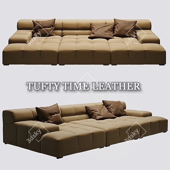 Luxury Leather Tufty Time Sofa 3D model image 1