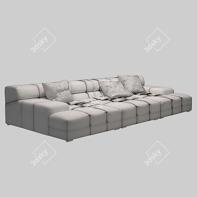 Luxury Leather Tufty Time Sofa 3D model image 2