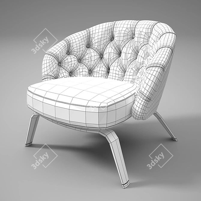 Luxury Winston Armchair with Dual Upholstery 3D model image 3
