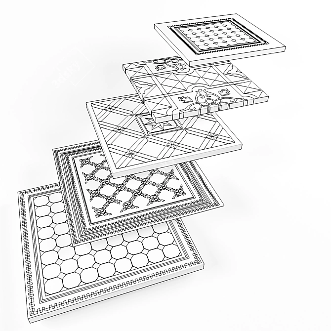  Vintage Classic Floor Tiles 3D model image 2