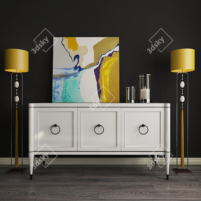 Elegant Ambra Buffet with LAOS Floor Lamp 3D model image 1