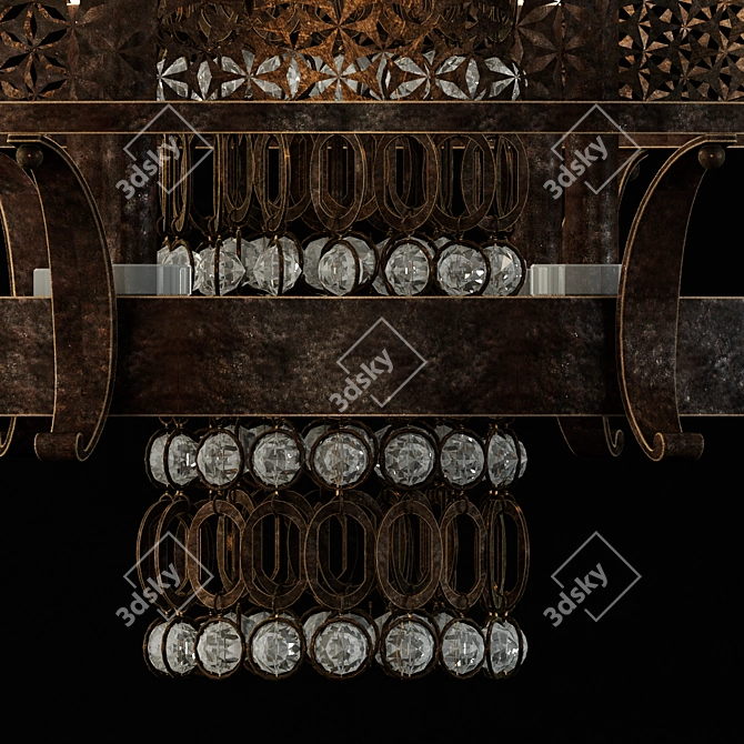 Elegant French Bronze Chandelier 3D model image 2