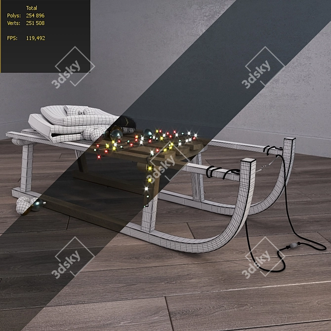Exclusive New Year Sledge Set 3D model image 3