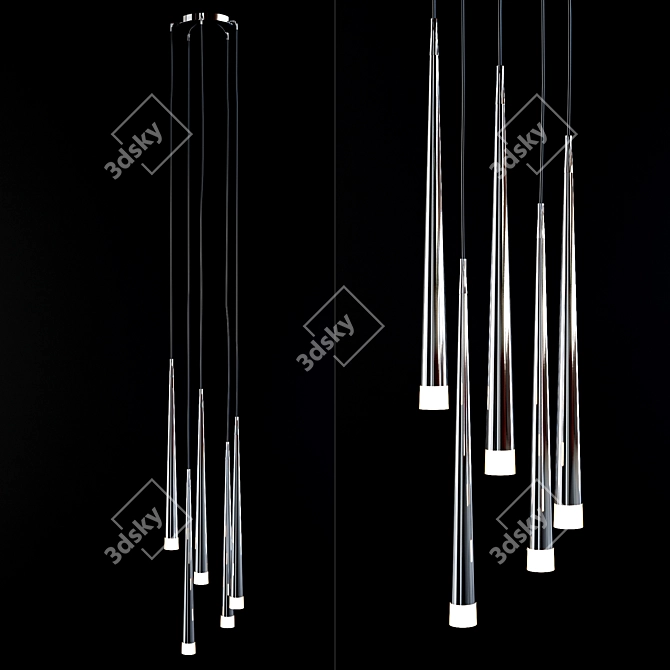 Modern Chrome Pendant Light: Azzardo MD 1220A-5 Stylo 3D model image 1