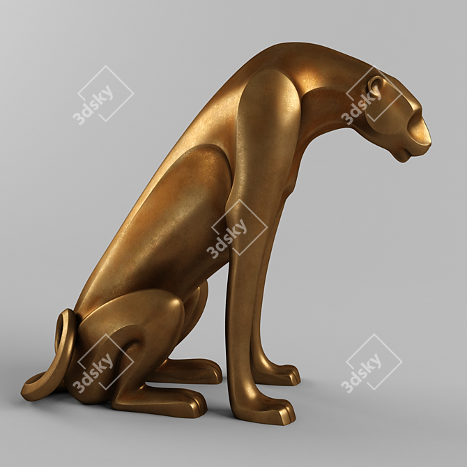 Graceful Leopard Sculpture 3D model image 1