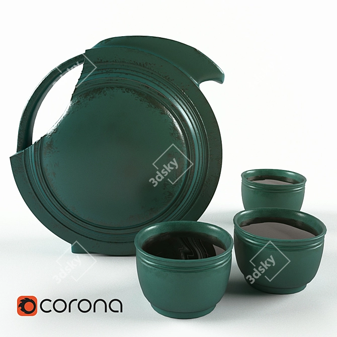 Elegant Tea Set 3D model image 1