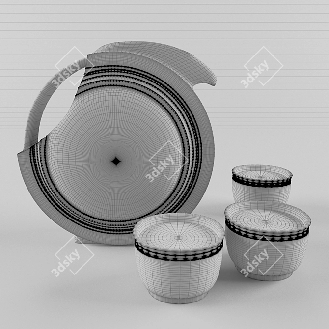 Elegant Tea Set 3D model image 2