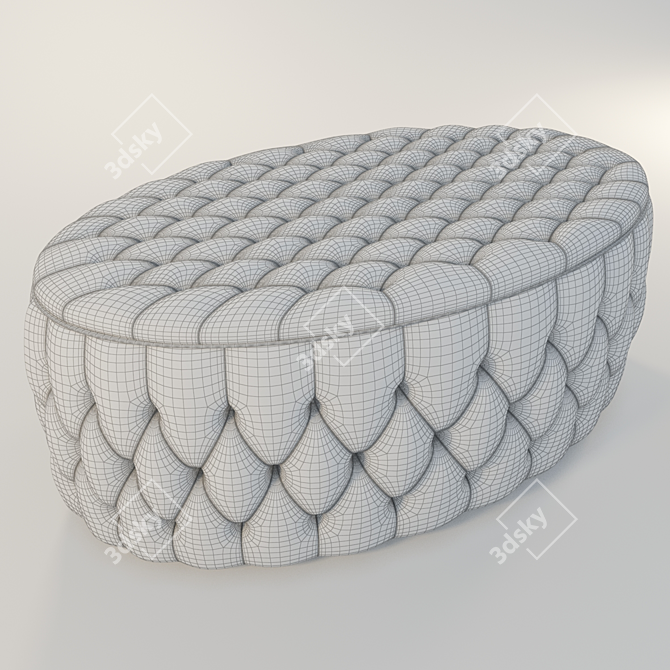 Luxurious Buttoned Oval Ottoman 3D model image 3