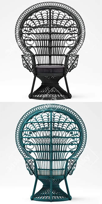 Black Peacock Chair: A Luxurious Addition to Your Home 3D model image 1