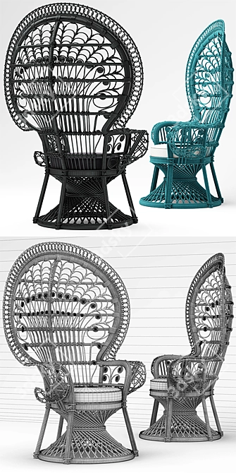 Black Peacock Chair: A Luxurious Addition to Your Home 3D model image 2