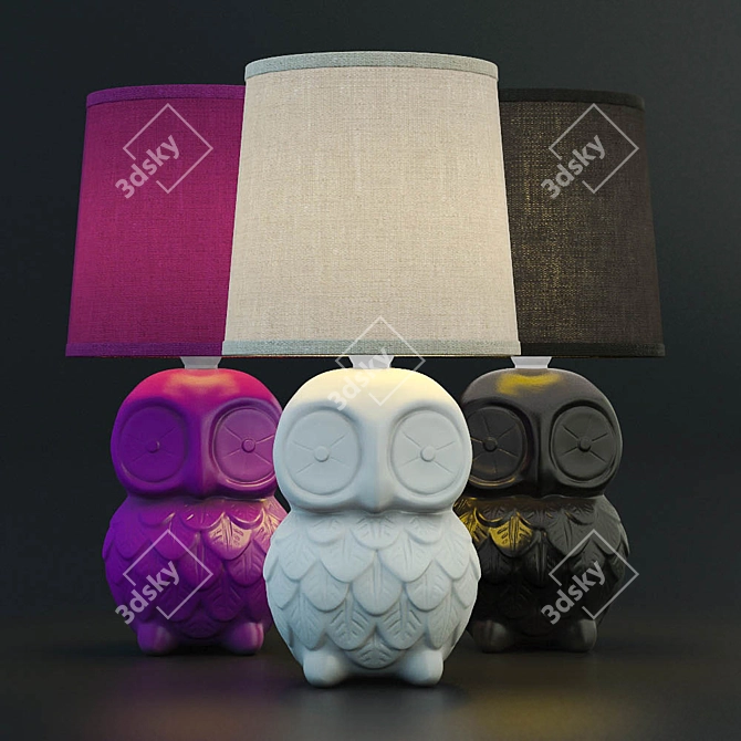 Whimsical Owl Table Lamp 3D model image 2