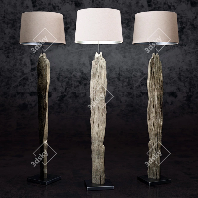 Driftwood Inspired Natural Floor Lamp 3D model image 1