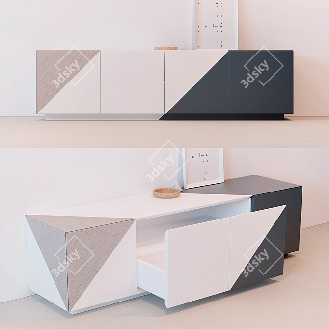 Modern Chest of Drawers in Various Sizes and Veneer Options 3D model image 1