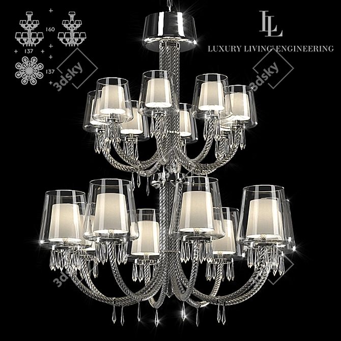 Sophisticated Le Notre Chandelier: Elegant 16 Light Fixture 3D model image 1