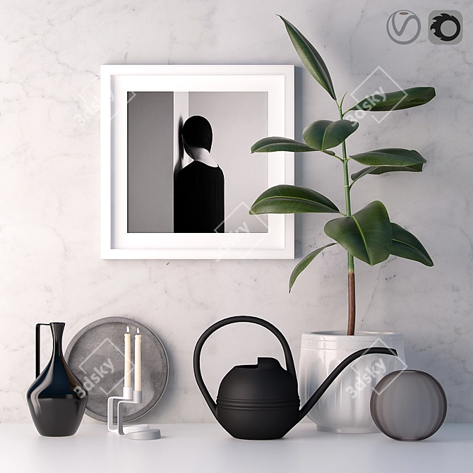 Elegant Ficus Decor Set 3D model image 1