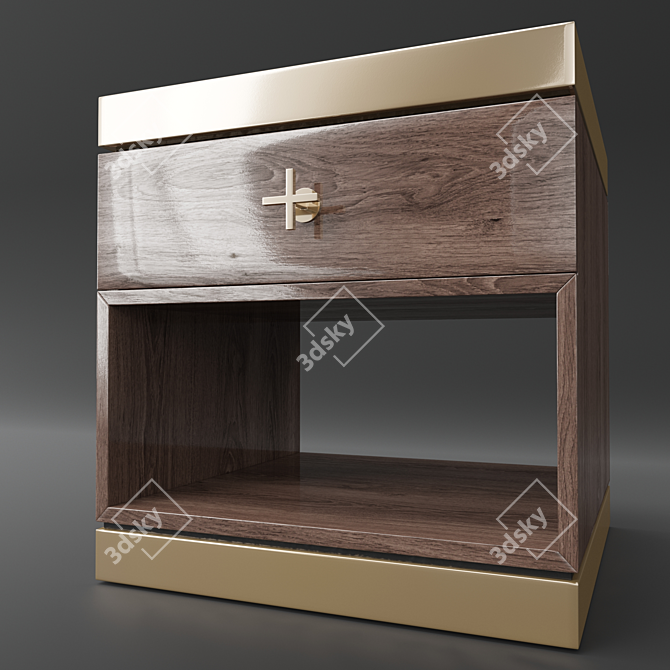 Brass Accent Nightstand 3D model image 1