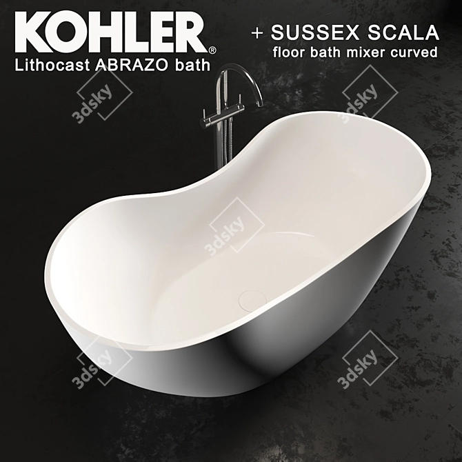 Kohler Abrazo Scala: Elegant Curved Bath Mixer 3D model image 2