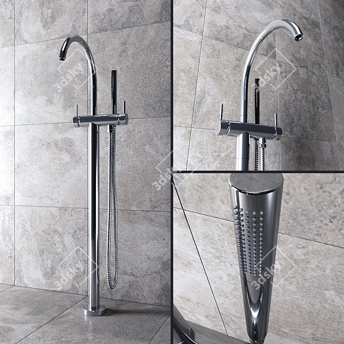 Kohler Abrazo Scala: Elegant Curved Bath Mixer 3D model image 3