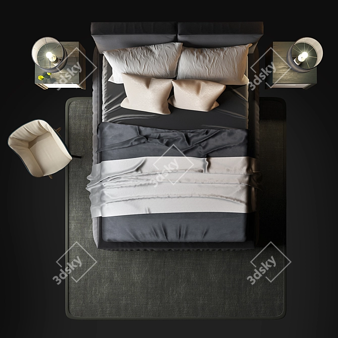 Modern Comfort Bed 3D model image 2