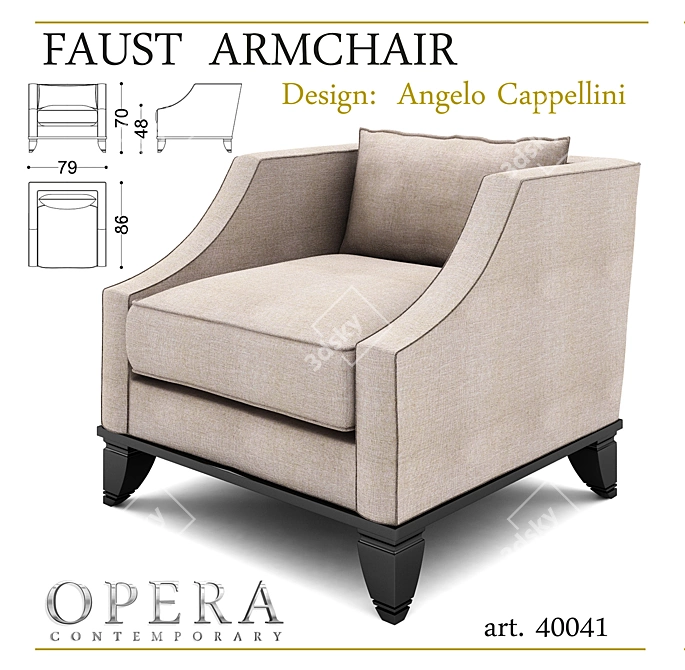 Opera Contemporary Faust Armchair 3D model image 1