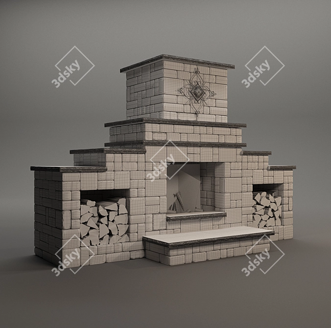 Elegant Grand Fireplace: Corona Render 3D model image 2