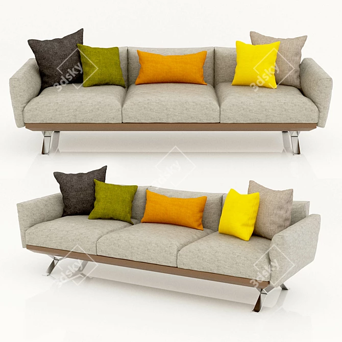 Kettal 3-Seater Sofa: Elegant Comfort 3D model image 1