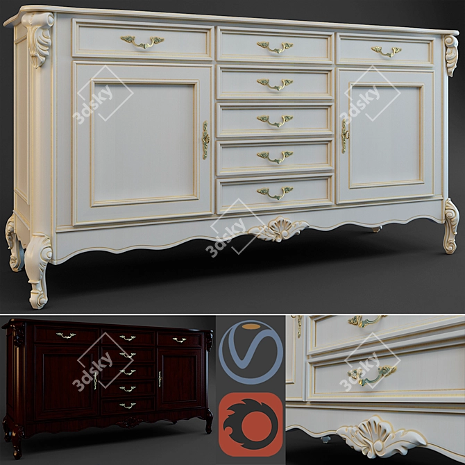 Elegant CAVIO Chest: Timeless Beauty 3D model image 1