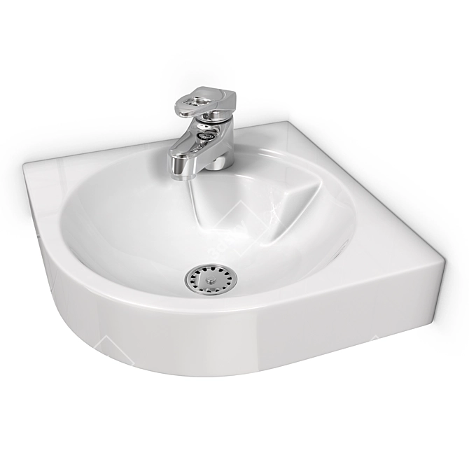 Architec Corner Washbasin - Sleek and Space-saving 3D model image 1