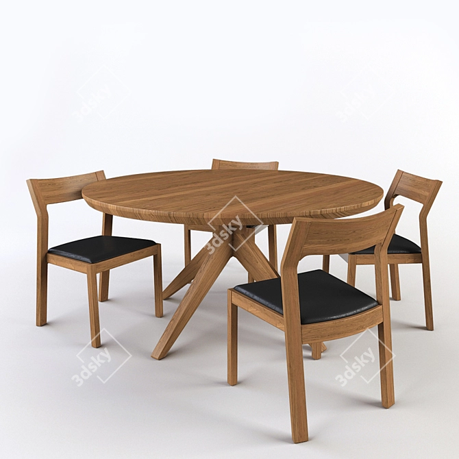 Modern Cross Round Table & Profile Chair Set 3D model image 2